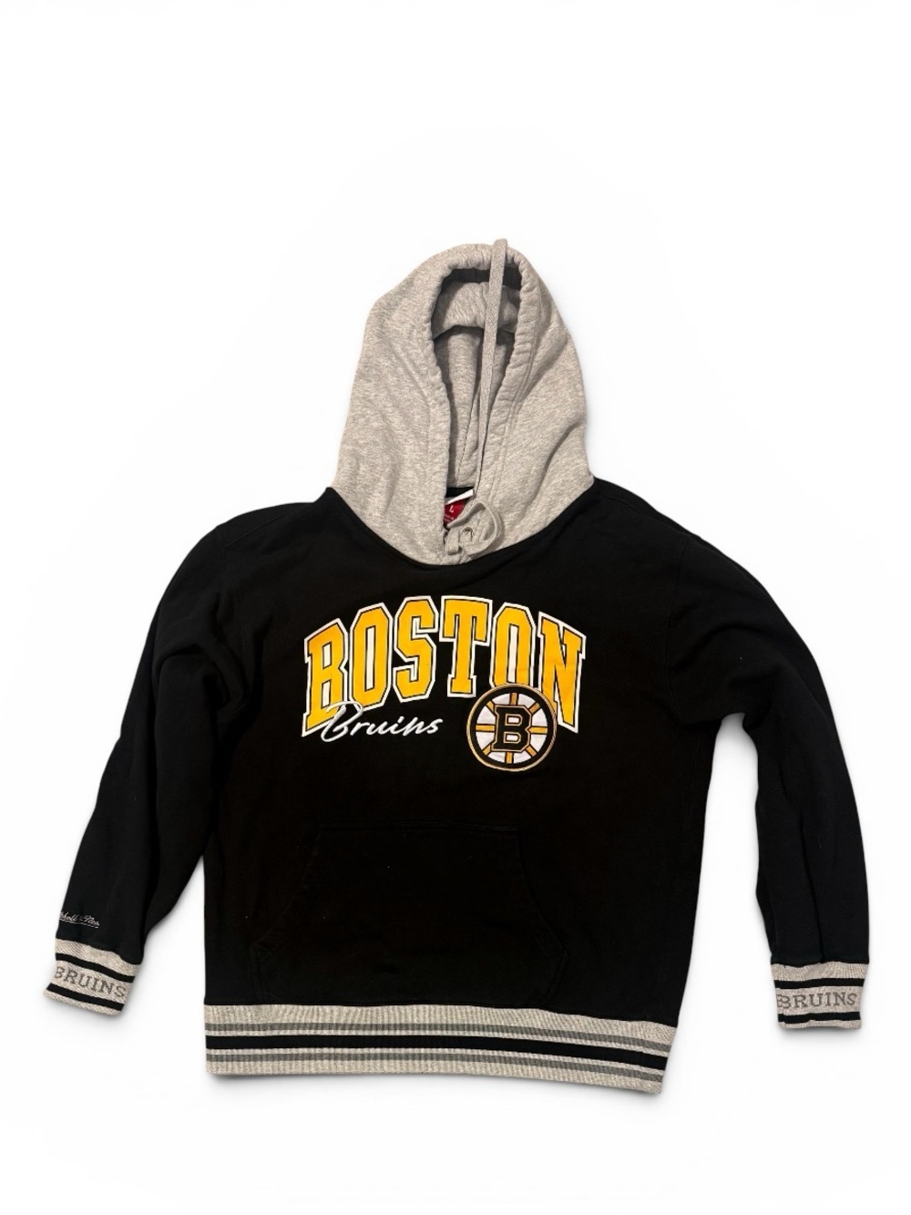 Mitchell & Ness Boston Bruins Black & Gray Hooded Sweatshirt Men’s Sz Large NHL